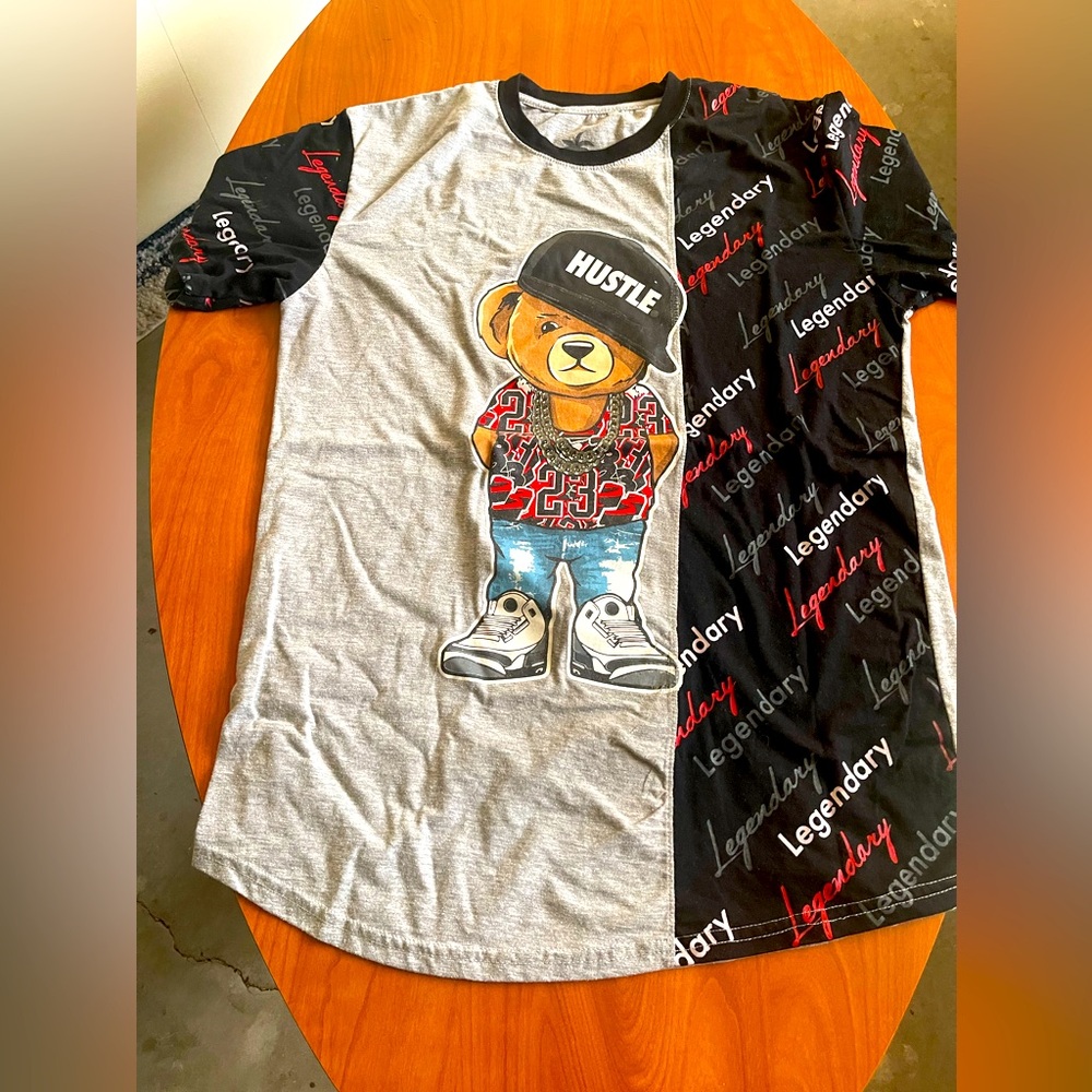 Vibe Black and Gray Short Sleeve Tee with Cartoon Design